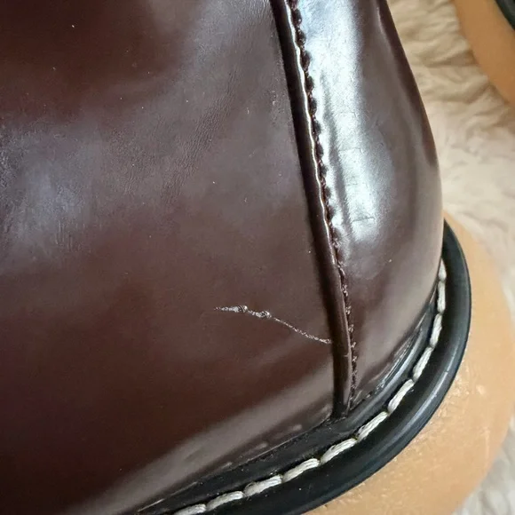 Dream Pairs Glossy Dark Brown Lace-Up Combat Boots - Picture 15 of 17